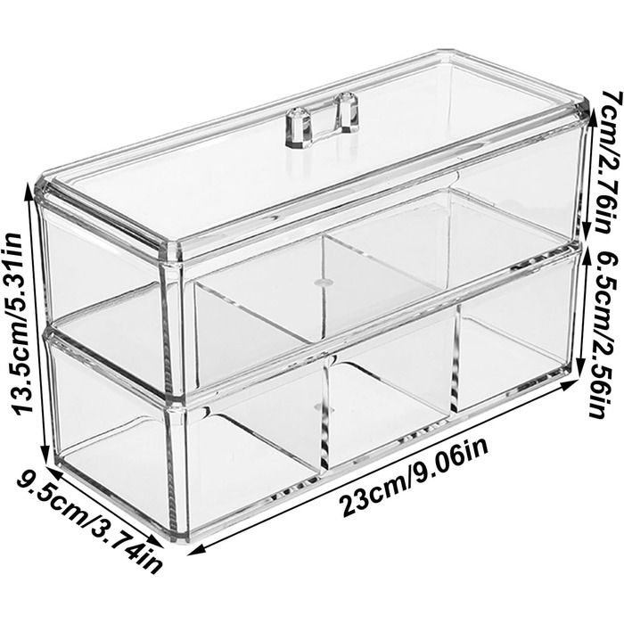 Двошаровий набір косметичних органайзерів з кришкою, акриловий туалетний столик, органайзер, штабельований косметичний засіб для зберігання косметики, тримач для зберігання шафи у ванній кімнаті, органайзер для макіяжу