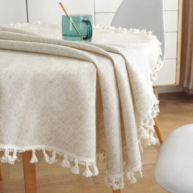 Однотонна скатертина з китицями Прямокутна скатертина з бавовняного льону Скатертина підходить для прикраси домашньої кухні, різні