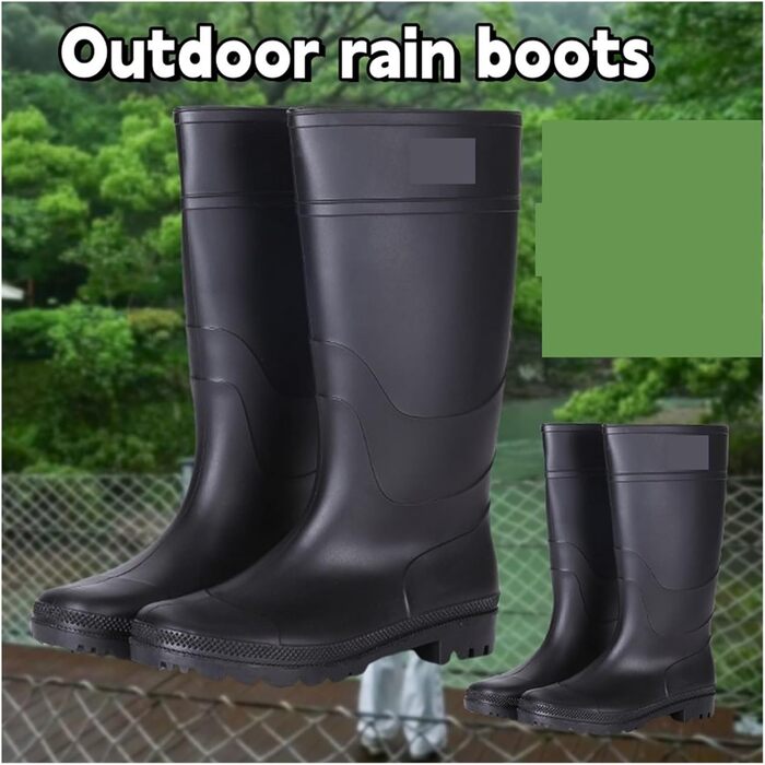 Чоловічі гумові чоботи, гумові чоботи для дощових днів на свіжому повітрі, водонепроникні гумові чоботи, нековзне захисне взуття, чорні, , розмір 40 EU