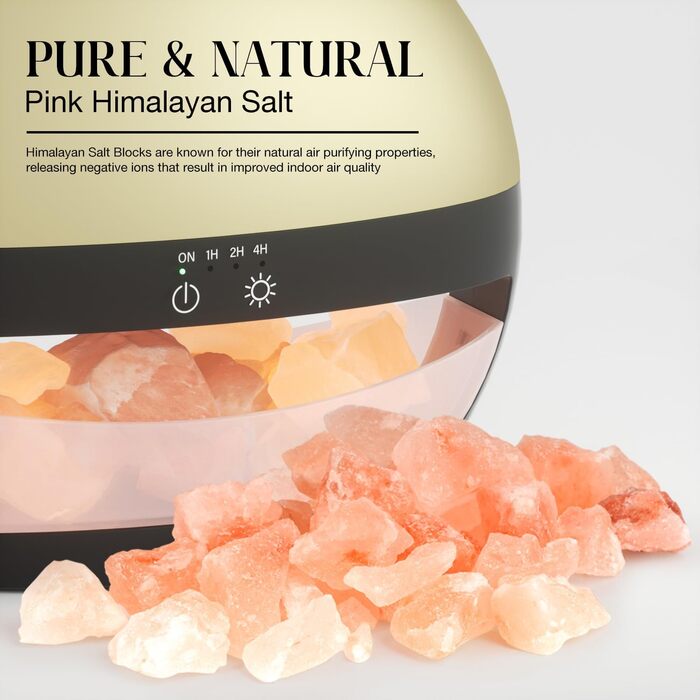 Соляна лампа з ароматичним дифузором SALUBRITO, дифузор з гімалайської солі для ефірних олій, ультразвуковий ароматерапевтичний дифузор для ароматичних олій, дифузор зволожувача для домашнього офісу йоги
