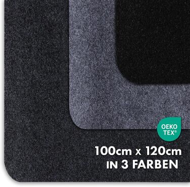 Килимок для підлоги OfficeMarshal 100x120 см, сріблястий, для твердих підлог - захищає плитку, паркет і ламінат від офісних стільців, фітнес-обладнання та падаючих предметів (Viking)