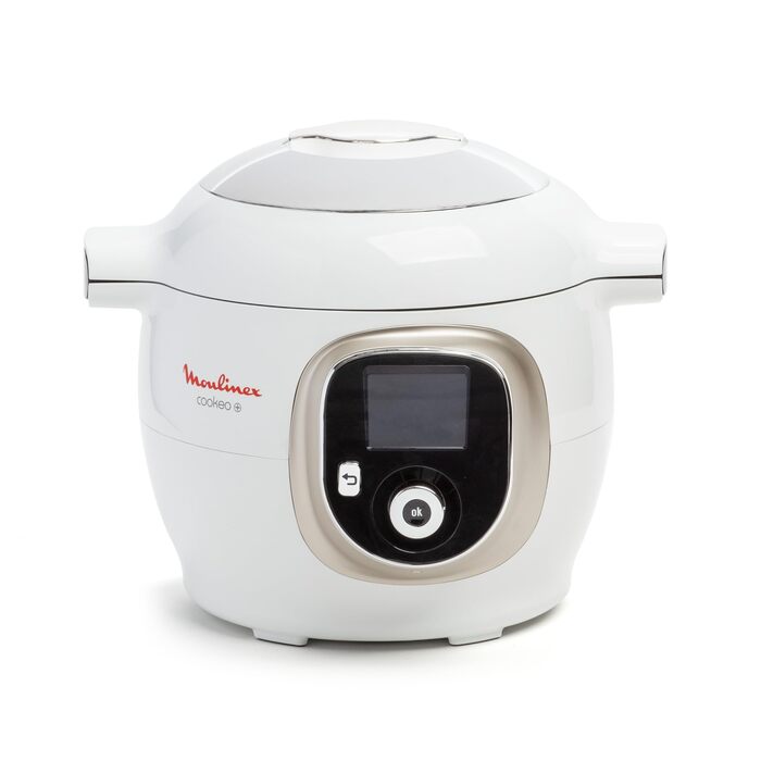 Інтелектуальна мультиварка-скороварка Moulinex Cookeo, 6 л, високий тиск, інтуїтивний екран, покроковий гід з приготування, кришка для зберігання, мобільний додаток, 150 рецептів, Білий CE85CA10