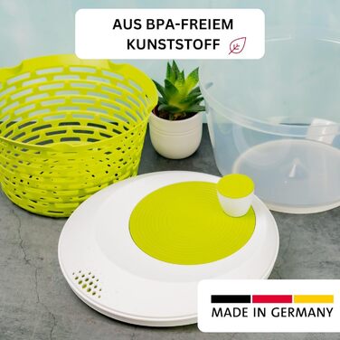 Спінер для салату Westmark, місткість 4,4 л, ø 23,5 см, пластик, без бісфенолу А, spinderella, колір прозорий/білий/зелений, 24302