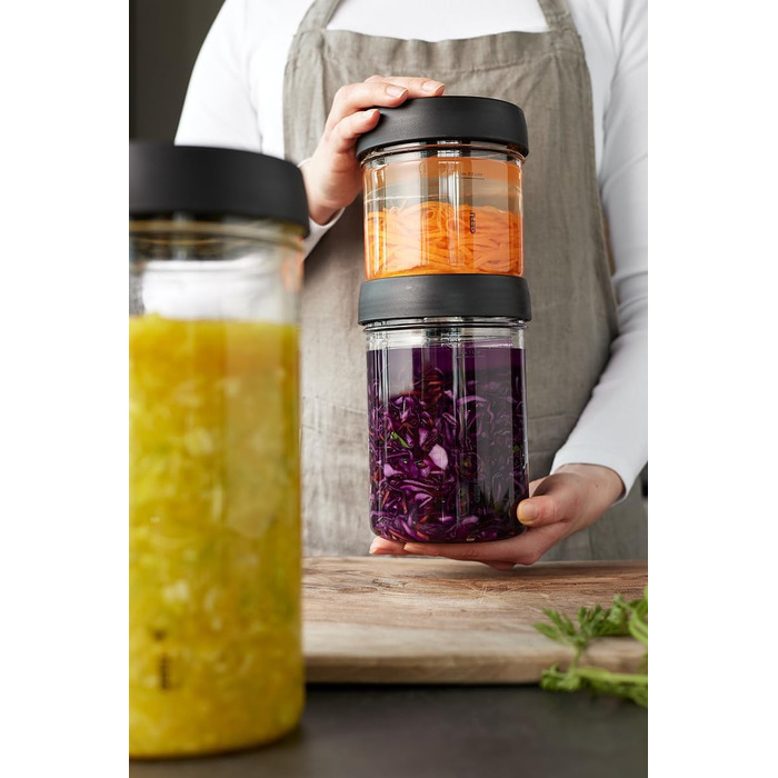 Банка для бродіння GEFU NATIVO 1 літр, включаючи вагу, банка для бродіння з вагою та кришкою, прозора, для маринування, бродіння 1 літр (без товкача та щипців)