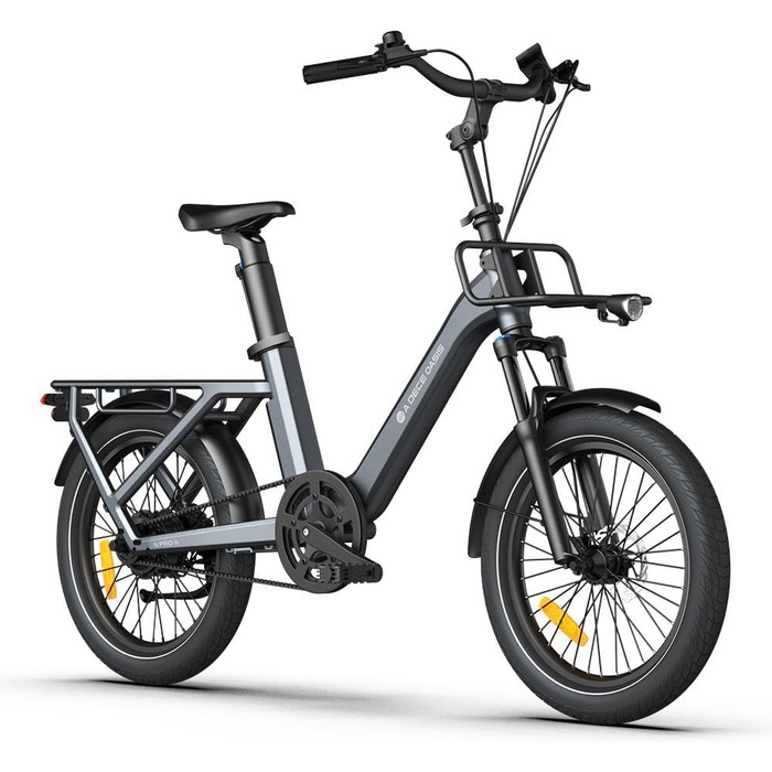 Електричний велосипед, двигун BAFANG, ремінний привід, перемикання двох режимів, електровелосипед 20 дюймів, 2/3 швидкості, жіночий/чоловічий електровелосипед сірого кольору Air One Pro (2 швидкості)