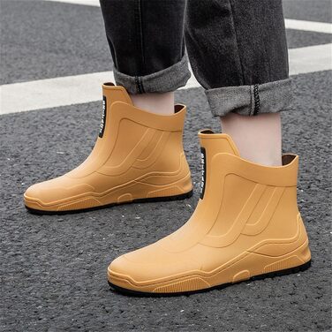 Дощові та водозахисні черевики для чоловіків та жінок, однаковий верх, гумові черевики, повсякденні, модні, для активного відпочинку, роботи, риболовлі, миття автомобіля, кухні, без бахіл, захист від дощу, чоловічі черевики, жовті, розмір 41 1