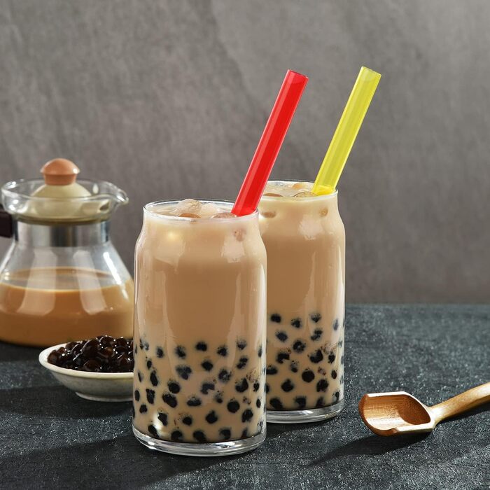 Багаторазові пластикові соломинки Boba, соломинки для бульбашкового чаю, загострений дизайн, кольорові соломинки для смузі довжино