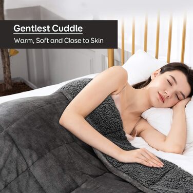 Обтяжена ковдра Sivio для дорослих, 7-кілограмова шерпа-ковдра з м&39якою фланеллю, двостороння, розмір &quotqueen-size&quot, надзвичайно тепла, затишна, пухнаста обтяжена ковдра, 150x200 см, сіра