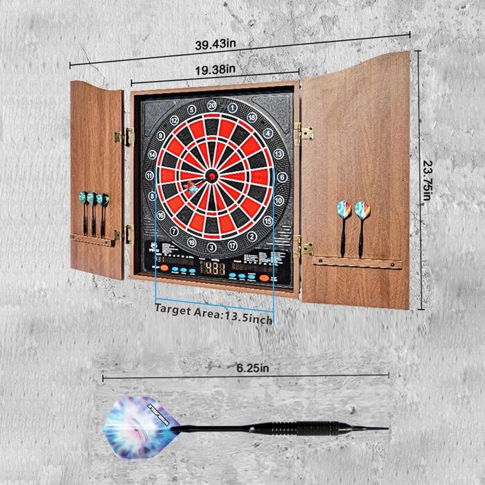 Електронна мішень для дартсу зі світлодіодним підсвічуванням, електричне цифрове табло для дорослих з корпусом з масиву дерева, підходить для стандарту YL