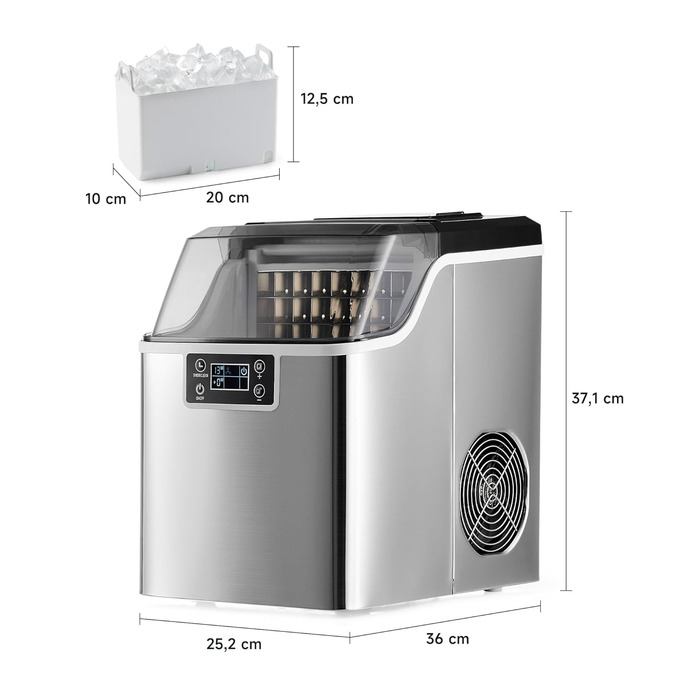 Машина для виробництва кубиків льоду Wilprep маленька з самоочисним льодогенератором 22 кг/24 години машина для морозива з РК-екраном Льодогенератор з нержавіючої сталі для офісу, ресторану, бару, кафе (щоденна продуктивність 22 кг)