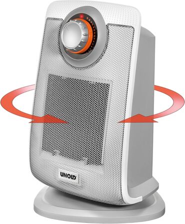 Керамічний вентилятор-обігрівач Unold 86440 - білий, до 2000 Вт, функція вентилятора, 4-ступінчастий термостат, коливання 75, легкий та тихий, захист від перегріву, ручка для перенесення, захист від крапель IP21