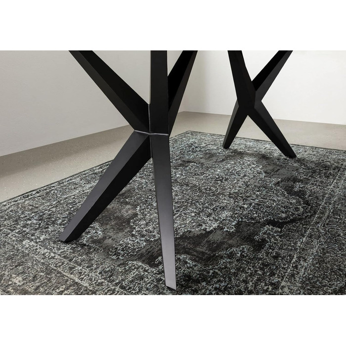 Обідній стіл з масиву дерева Swiss Edge 08 виготовлений з акації - сірий, лакований ніжки матово-чорного кольору 140x90 см обідній стіл з масиву дерева, 24.DE