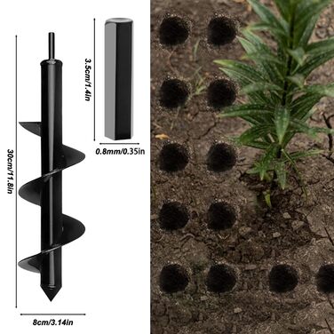 Буровий наконечник для акумуляторного шуруповерта 6x37см / 8x30см / 4x22см, садовий бур для дриля, бур для посадки цибулин з шестигранним хвостовиком 3/8, ручний бур для копання та посадки рослин 6 x 37 см / 8 x 30 см / 4 x 22 см