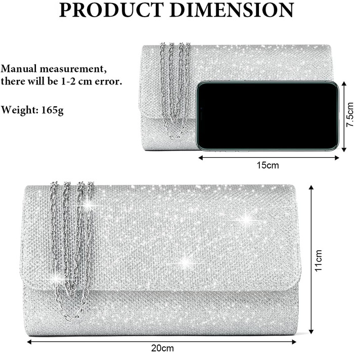 Сумка на ланцюжку, Клатч жіночий, Вечірня сумка з блиском, Елегантна сумка-конверт Сумка на ланцюжку Сумка на плече для весілля ве