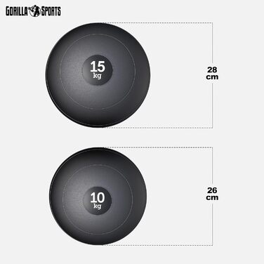 Медичний м'яч GORILLA SPORTS - 3 кг, 5 кг, 7 кг, 10 кг, 15 кг, 20 кг, одиночний/комплект, з чіпкою поверхнею, не ковзає, чорний - ваговий м'яч, м'яч для фітнесу, слембол, тренувальний м'яч (C 25 кг-комплект)