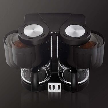 Подвійна кавоварка Krups KM8508 Duothek Plus Комбіавтомат Кава та чай 2 x 10 чашок 2 незалежні системи заварювання Чорний