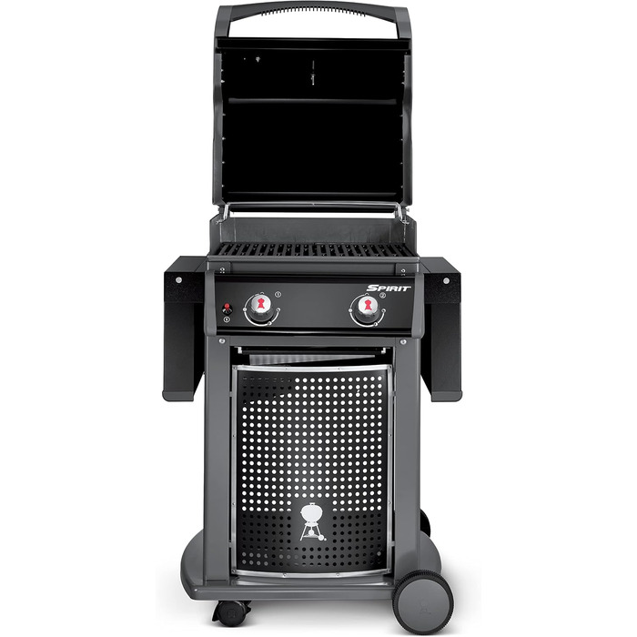 Газовий гриль Weber Spirit E-210 Classic, 2 пальники, площа гриля 51 x 46 см, решітка для підігріву, термометр на кришці, 2 колеса чорний/сріблястий (1500833)
