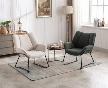 Сучасне м&39яке крісло/крісло-шезлонг/крісло для читання/крісло-підлокітник з металевими ніжками для спальні/вітальні, лляне, бежевий