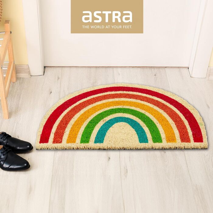 Килимок для дверей Astra Natural Coconut - Кокосовий килимок 40x60 см Веселка - Нековзний килимок для бруду - Килимок для вулиці, килимок для приміщень - Килимок для критої відкритої території 40 x 60 см (прямокутний) Веселка