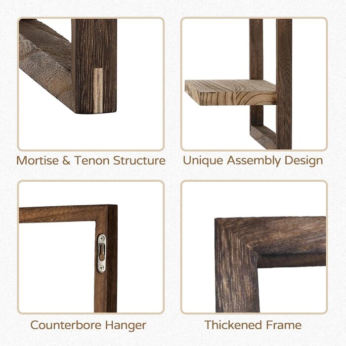 Настінна полиця дерев'яна плаваюча полиця полиця стіна стіна стіна прикраса вітальні сільський набір з 4 настінних полиць рослина