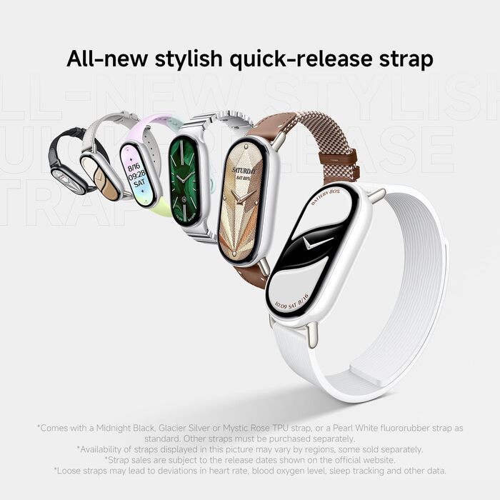 Фітнес-трекер Xiaomi Smart Band 10, смарт-годинник, 1,72-дюймовий AMOLED-дисплей, 21-денний час роботи від батареї, водонепроникність 5 атм, відстеження серцевого ритму та сну, понад 150 спортивних режимів, швидке зняття, чорний, сучасний