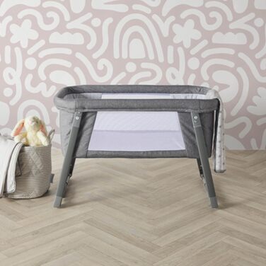 Міні-гойдалка Ickle Bubba Компактне складне дитяче ліжечко з матрацом, режимами гойдання та статичного режиму, сітчастими вставками для повітропроникності ідеально підходить для невеликих приміщень та подорожей (колір космічний сірий)