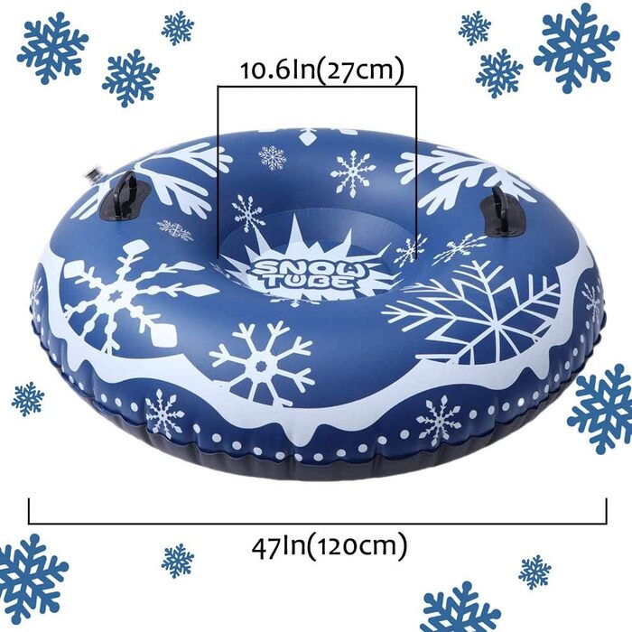 Надувні санки для дорослих дітей - JanTeelGO Snow Tube шина снігова шина розсувна шина 120см з ручками, стійка до подряпин, морозо