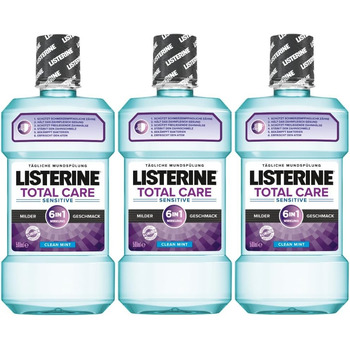 Ополіскувач для порожнини рота Listerine Total Care Sensitive, ополіскувач для порожнини рота 6в1, антибактеріальний і для чутливих зубів (3 x 500 мл) 500 мл (3 упаковки)