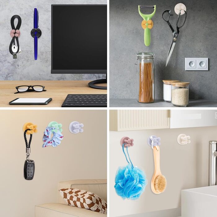 Силіконових тримачів для зубних щіток, тримач для бритви, тримач для зубних щіток без свердління, тримач для зубних щіток настінний, багатофункціональний гачок, тримач для зубних щіток самоклеючий для ванної, кухні, вітальні, 6