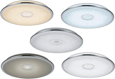 Стеля LED-світильник Trio Leuchten Osaka 678710006, хром, білий акрил з ефектом зоряного неба, 100 Вт, дистанційне керування, регулювання яскравості та кольору світла, функція нічника, діаметр 65 см