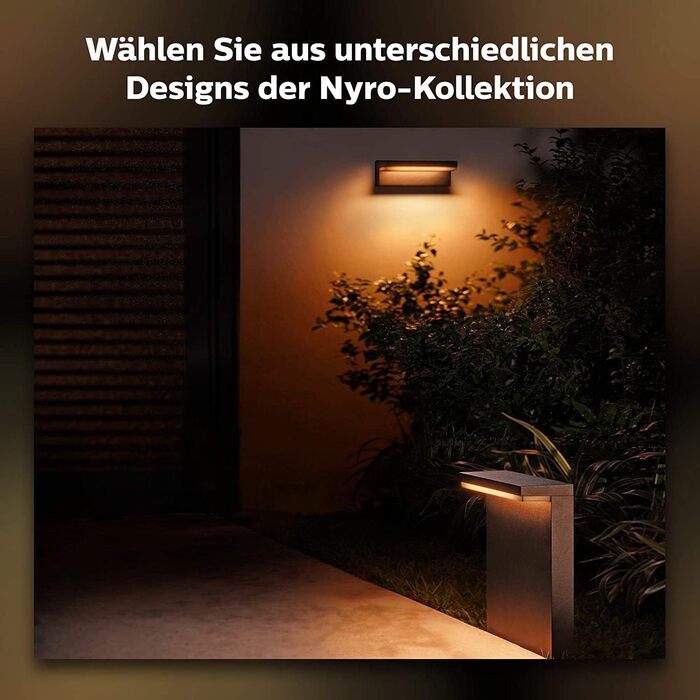 Настінний вуличний світильник Philips Hue Nyro White & Color Ambiance, 1020 лм, сріблястий