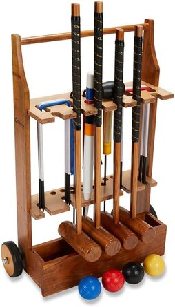 Набір для гри в крокет високої якості bergames для 4 осіб з екологічно чистої деревини з відповідним візком