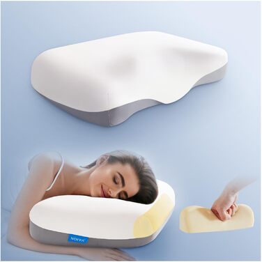 Подушка для шиї, подушка з піни з ефектом пам&39яті, ергономічна, ортопедична подушка з регульованою жорсткістю, подушка для підтримки шиї для сну на боці, спині та животі, 65 x 35 x 11,5 см