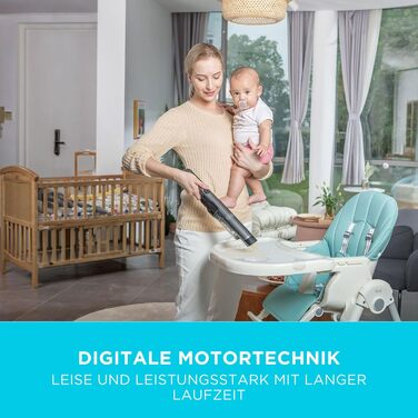 Акумуляторний ручний пилосос 12В у супертонкому дизайні, акумуляторний, сучасний цифровий двигун, 2 рівні всмоктування, вкл. заряд