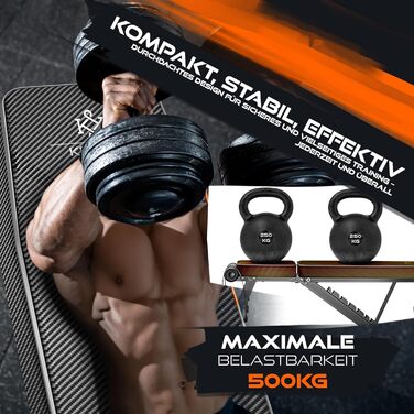 Складана силова лава KESSER, багатофункціональна тренувальна лава зі спинкою, вантажопідйомність 500 кг Регульована лава, фітнес-обладнання для жиму лежачи Тренування всього тіла, похила лава для фітнесу та тренувань, чорний/антрацит