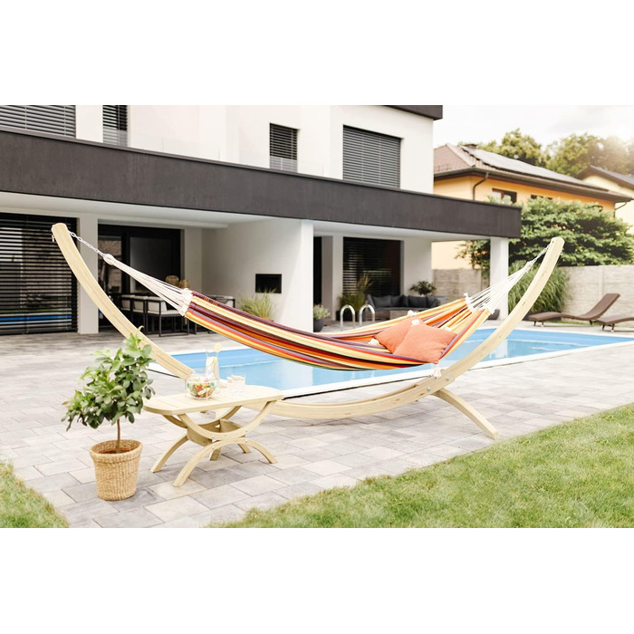 Гамак StoreoAS XXL Comfort Paradiso Tropical, ручної роботи в Бразилії, 250 см x 175 см, до 200 кг, різнокольорові смужки, Tropical Single