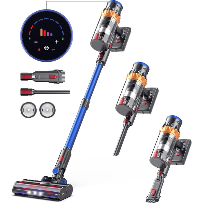 Акумуляторний пилосос MIBODE, 45000 Па/550 Вт/65 хв, акумуляторний пилосос з розумним дисплеєм, автоматичним режимом та щіткою про