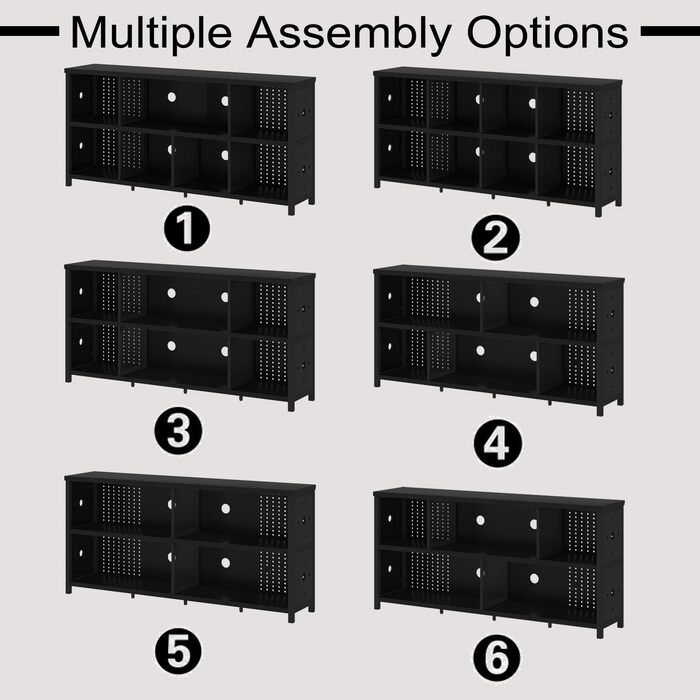 Книжкова полиця LVB з 8 відділеннями, 2-ярусна книжкова шафа, кубічна полиця, полиця-перегородка для кімнати, офісна полиця, горизонтальна, для вітальні, офісу, кабінету, дитячої кімнати, дерев&39яна, чорна, 34Г x 160Ш x 76В
