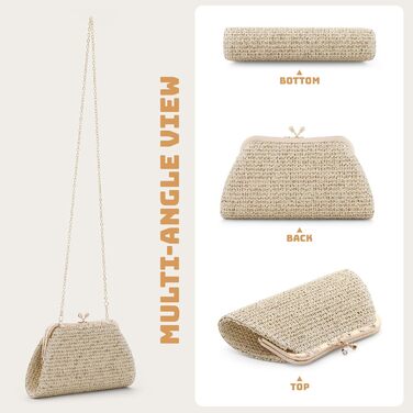 Сумка-клатч жіноча для вечірок та відпочинку, бежева. Ідеально підходить для пляжу, весілля, коктейльної вечірки або випускного.
