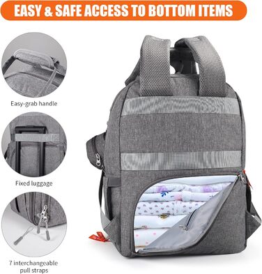 Сумка для підгузників Рюкзак Мама Лікарня Дитячі Сумки Для Хлопчиків Дівчинка Дорожні Рюкзаки Мама Сірий Тато Сумка для підгузникі