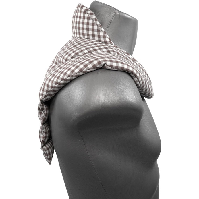 Подушка для шиї та шийного відділу хребта - шия плечі спина - коричнево-біла - подушка з органічної спельти - подушка для шиї з підігрівом - подушка з органічного зерна спельти для шиї та плечей