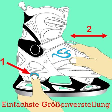 Ковзани Cox Swain Push з регулюванням, взуття для катання на ковзанах для дітей, підлітків та дорослих вагою до 100 кг, попередньо заточене лезо з нержавіючої сталі, м&39який черевик, чорний розмір S (33-36) чорний L (40-43)