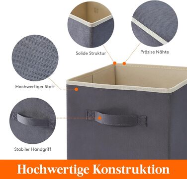 Коробка для зберігання речей Lifewit Fabric Storage Box, складні куби для зберігання об&39ємом 18 л, органайзери з нетканого матеріалу з ручкою для полиць-кубів, вставка для полиць, 10 шт. , 26,5 x 26,5 x 28 см, сірий