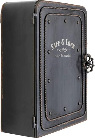 Сейф-скринька для ключів Kare Design, чорний, 324x13 см, шафа для зберігання, з 6 гачками, сталевий корпус, вінтажний, для вхідної зони