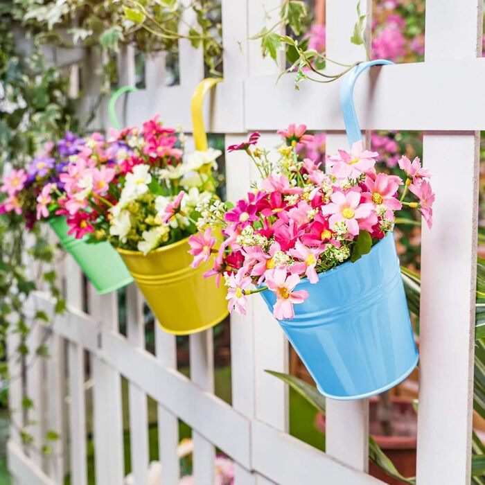 Підвісних квіткових горщиків 16 см, кольоровий металевий квітковий горщик, підвісний горщик зі знімним гачком і отвором, для балко