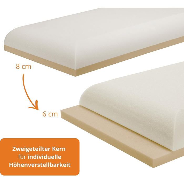 Ортопедична подушка для шиї Sleepling 35x70 см, подушка від болю в шиї, подушка для сну на боці з чохлом 35 x 70 см, ергономічна подушка для голови, піна з ефектом пам&39яті, регульована по висоті подушка для шиї 40 x 80 см