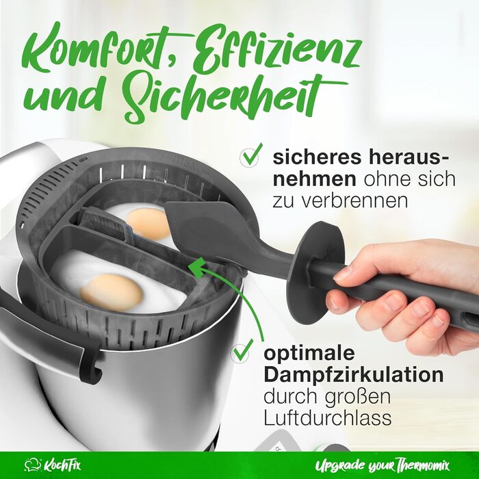 Вкладиш для браконьєра для яєць KochFix підходить для Thermomix TM5, TM6, TM31 - (набір з 2 шт. ) - Яйцеварка на 4 яйця пашот в Thermomix - Аксесуари для приготування яєць і випічки кексів для Vorwerk TM-5 TM-6 TM-31