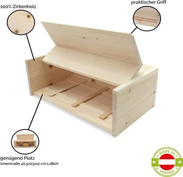 ПРИРОДНЕ життя Хлібник / хлібниця зі швейцарської кам'яної сосни, виготовлений зі 100 деревини швейцарської кам'яної сосни, включа
