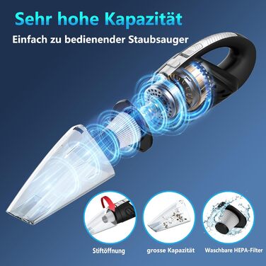 Акумуляторний ручний пилосос, автомобільний пилосос 120 Вт Акумуляторний, міні-пилосос Портативний акумуляторний ручний пилосос Ак