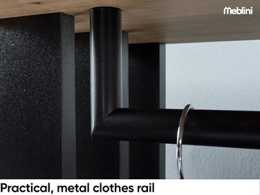 Шафа для передпокою з дзеркалом - Гардеробна шафа - Вузька шафа для передпокою - Комплект меблів для передпокою - Висока шафа для передпокою - Мілано - 100x33x190 см П/Л - Дуб Артісан/Чорний